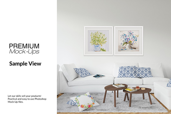 Throw Pillows Carpet & Frames Set in Product Mockups - product preview 14