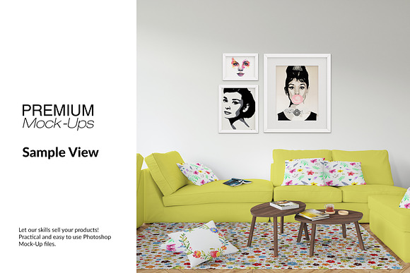 Throw Pillows Carpet & Frames Set in Product Mockups - product preview 18