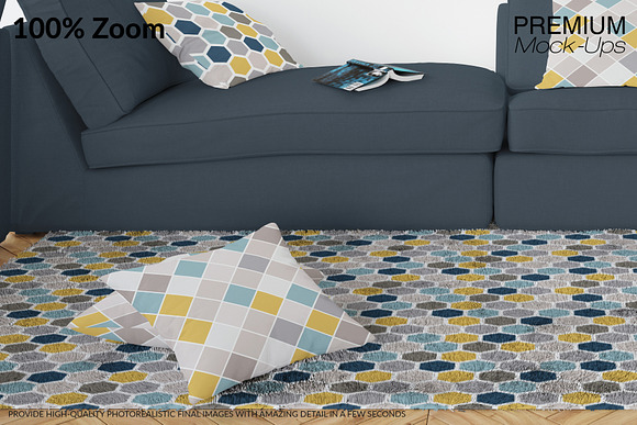 Throw Pillows Carpet & Frames Set in Product Mockups - product preview 20