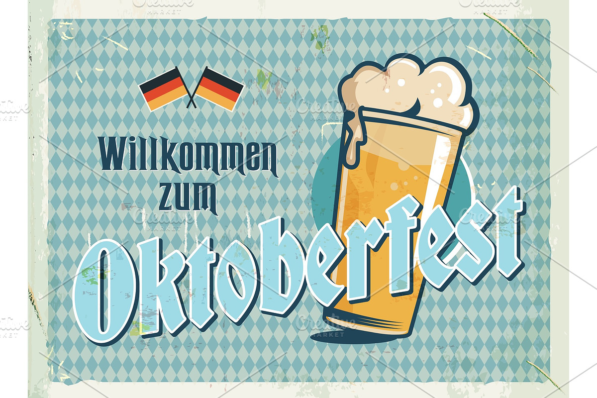 Oktoberfest metal sign with in Illustrations - product preview 8