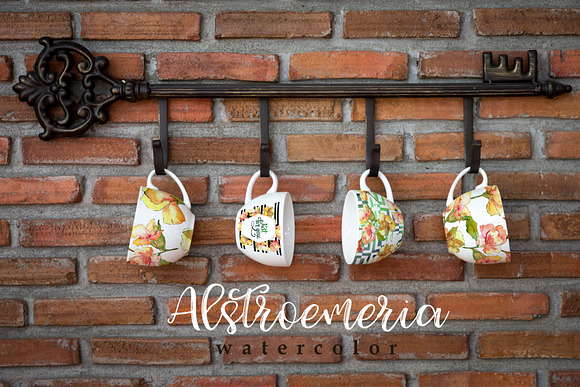 Watercolor yellow alstroemeria set in Illustrations - product preview 3