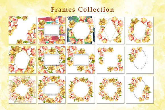 Watercolor yellow alstroemeria set in Illustrations - product preview 5