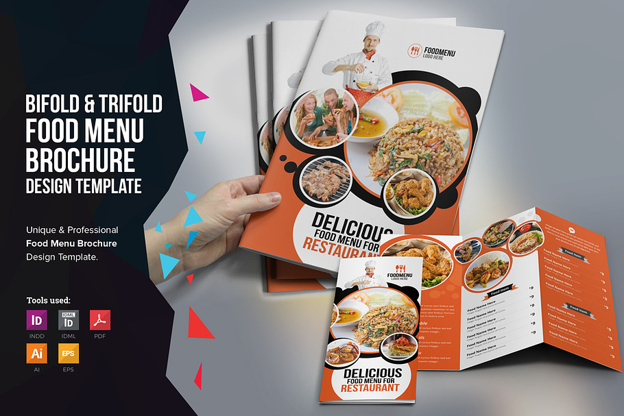 Food Menu Trifold Bifold Brochure