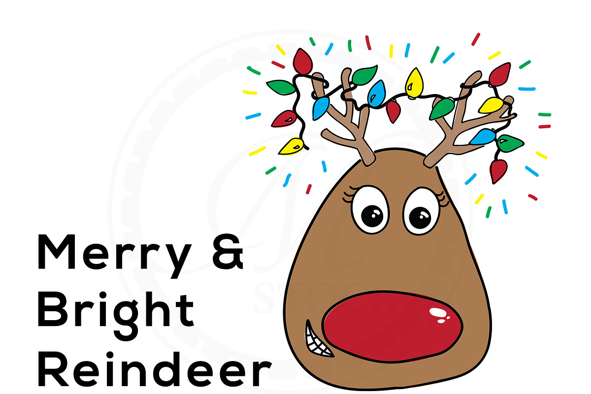 Merry & Bright Reindeer Illustration in Illustrations - product preview 8