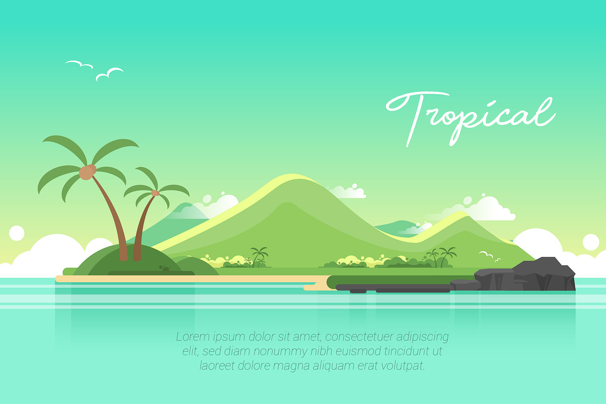 Tropical - Vector Landscape & Buildi in Illustrations - product preview 8