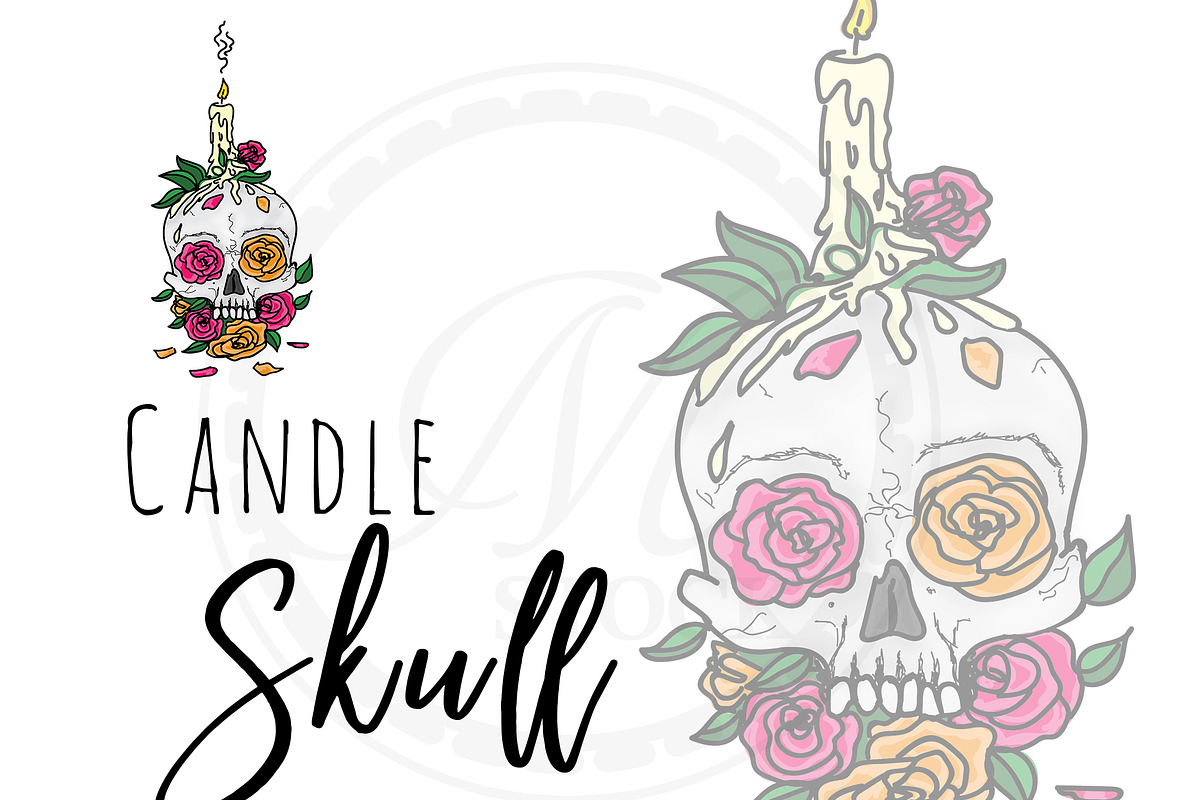 Memorial Skull with Roses in Illustrations - product preview 8