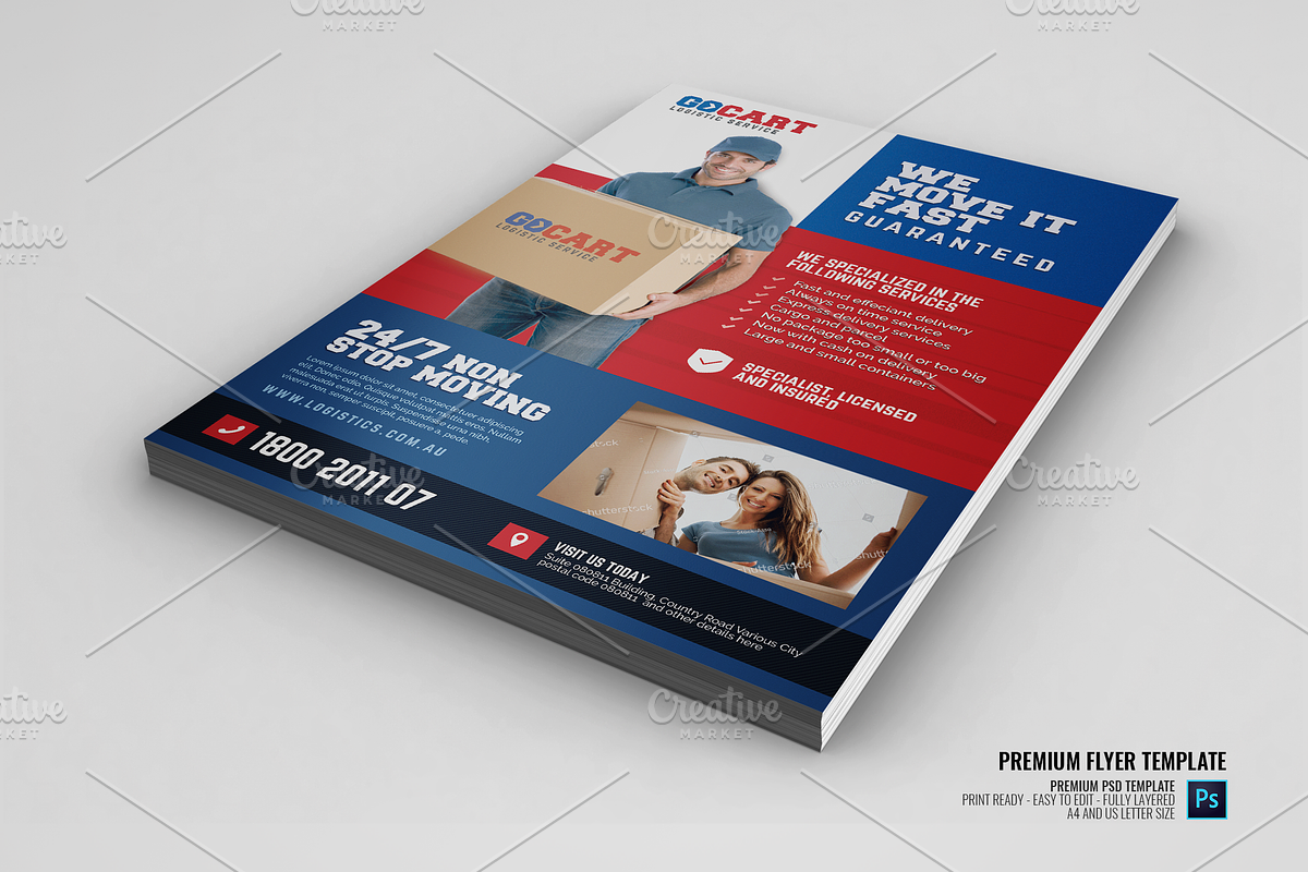 Delivery Cargo Courier Flyer in Flyer Templates - product preview 8