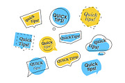 Set of colorful quick tips logos