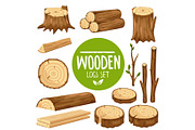 Set of vector wood logs
