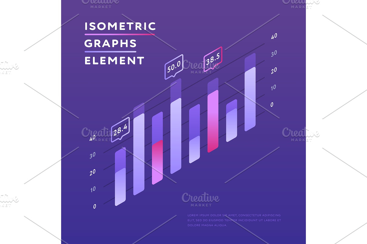 Vivid design of isometric chart in Illustrations - product preview 8