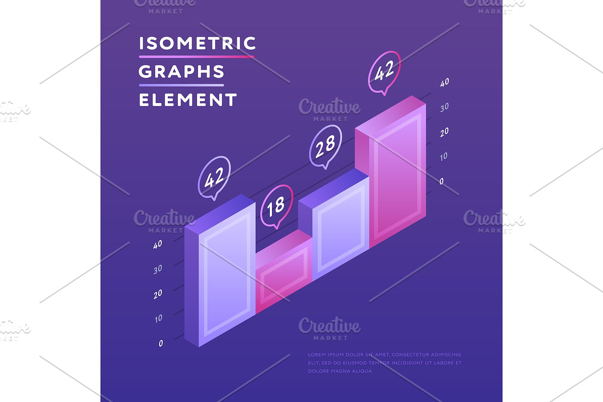 Isometric vivid design of graph in Illustrations - product preview 8