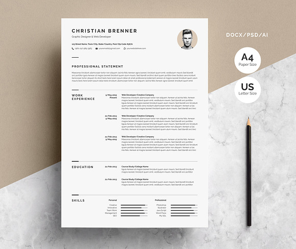 Elegant Resume Template in Resume Templates - product preview 3
