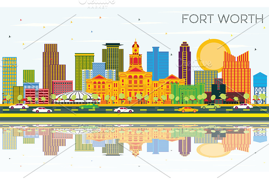 Fort Worth Texas City Skyline 
