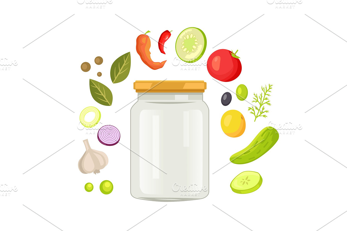 Glassware Empty Jar with Vegetable in Objects - product preview 8
