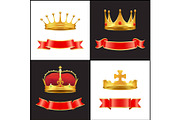 Royal gold crown with jewel and red