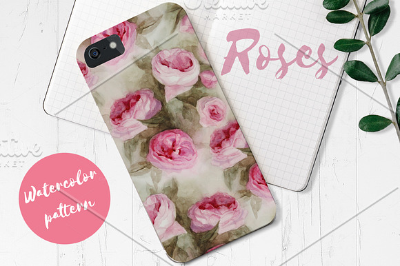 Watercolor roses pattern in Patterns - product preview 1