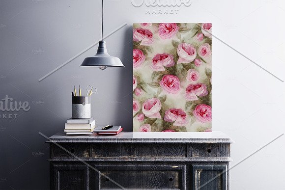 Watercolor roses pattern in Patterns - product preview 2