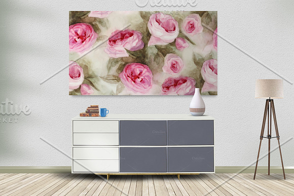 Watercolor roses pattern in Patterns - product preview 4