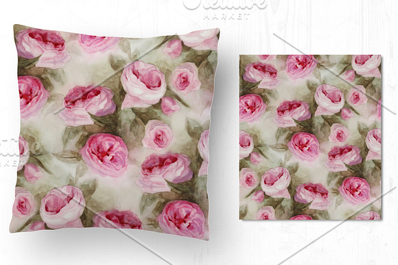 Watercolor roses pattern in Patterns - product preview 5