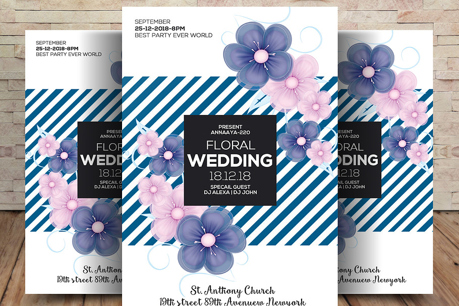 Floral Wedding Invitation in Flyer Templates - product preview 8
