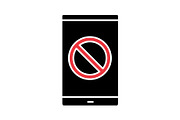 Smartphone with forbidden sign icon