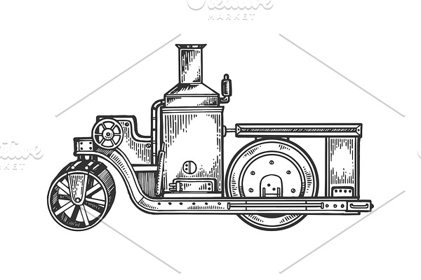 Steam engine road roller tractor