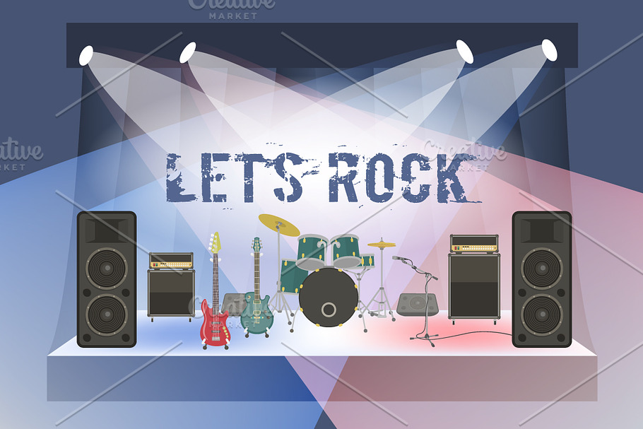 Rock Concert Stage Sound Equipment in Illustrations - product preview 8