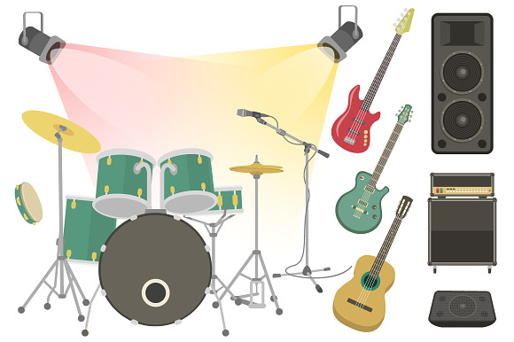 Rock Concert Stage Sound Equipment in Illustrations - product preview 1