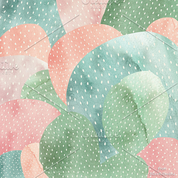 Pink Succulents in Watercolor & Gold in Graphics - product preview 3