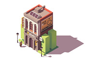 Vector isometric old bank building