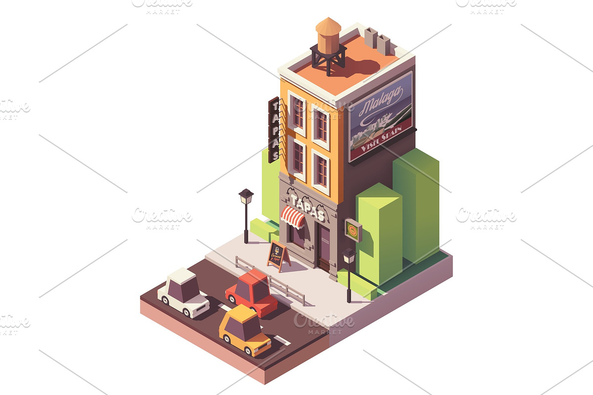 Vector isometric tapas restaurant in Illustrations - product preview 8
