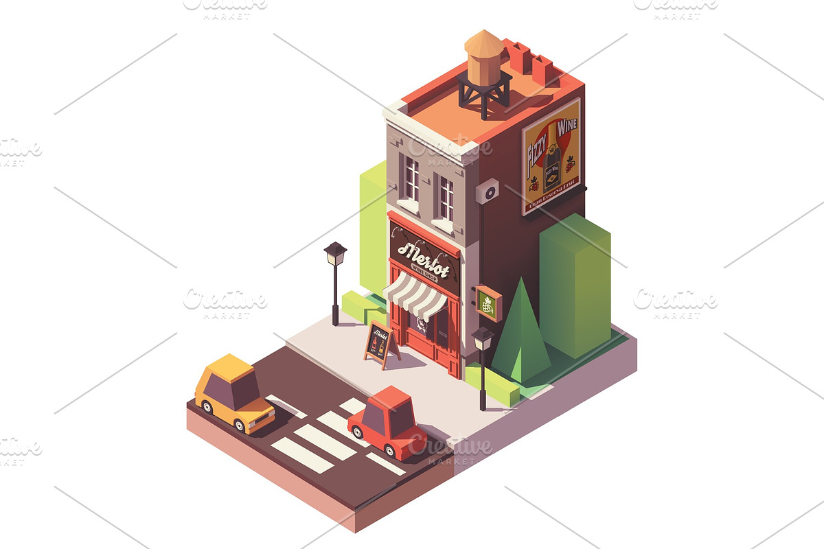 Vector isometric wine shop in Illustrations - product preview 8