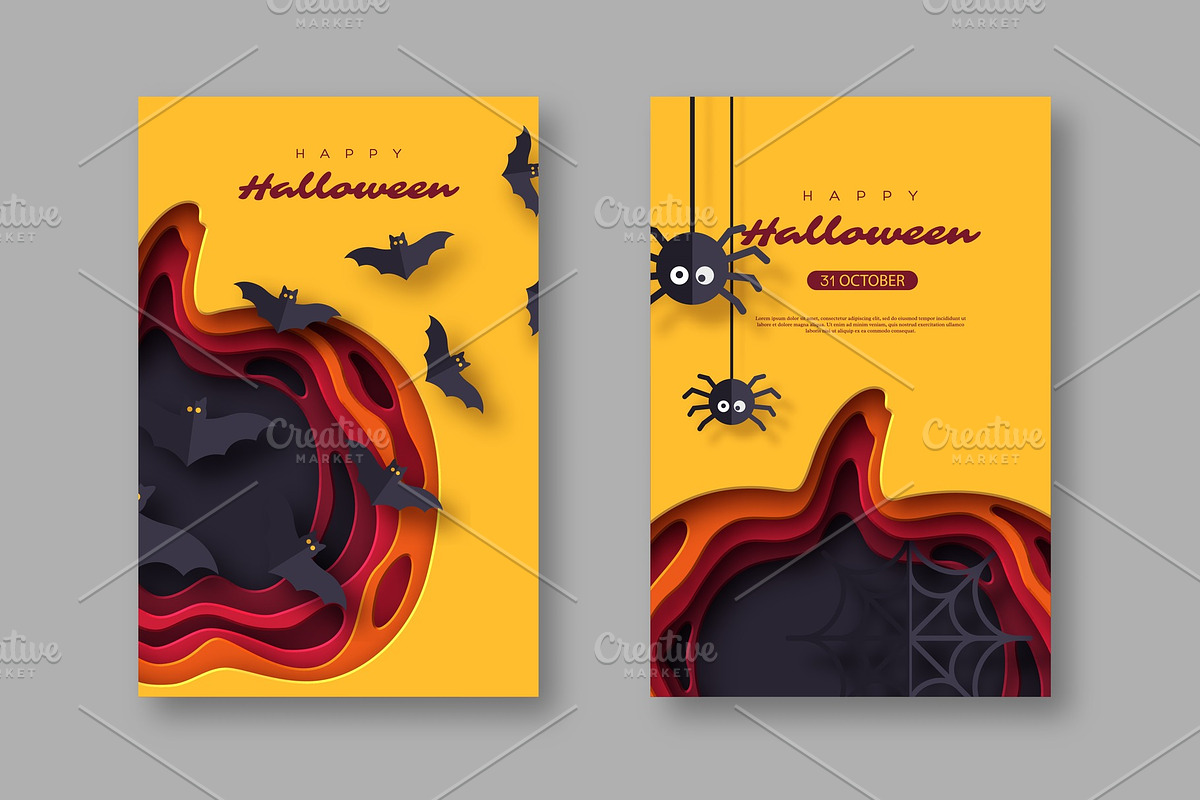 Halloween holiday posters. Paper cut in Objects - product preview 8