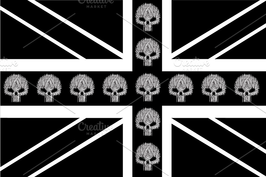 Britsh flag black and white with 