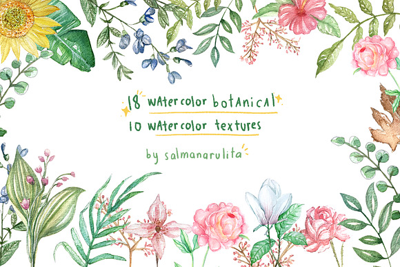 Watercolor Botanical & Texture Vol.1 in Illustrations - product preview 5