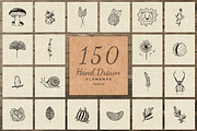 150 Hand Drawn Elements -Nature III-
