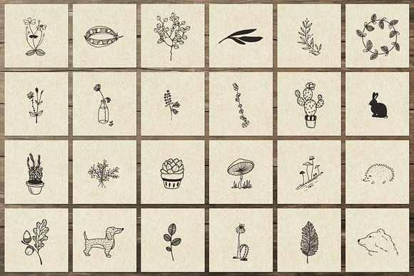 150 Hand Drawn Elements -Nature III- in Illustrations - product preview 5