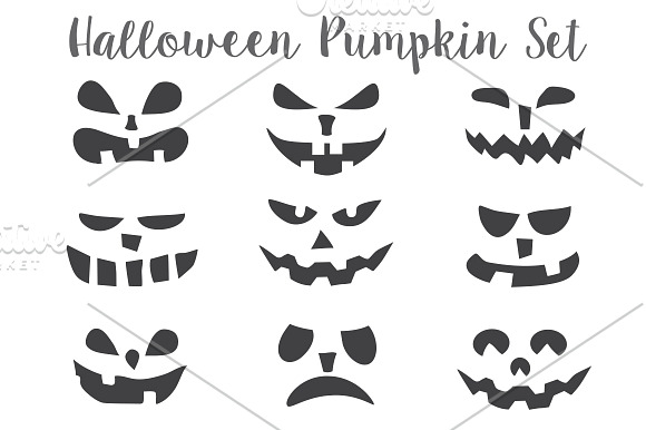 Halloween pumpkin Clipart Set in Funny Icons - product preview 2