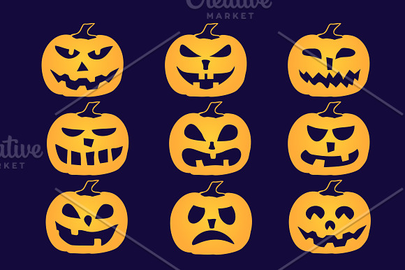 Halloween pumpkin Clipart Set in Funny Icons - product preview 4