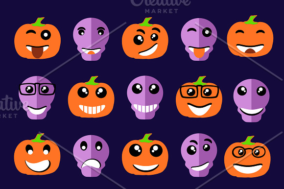 Halloween pumpkin Clipart Set in Funny Icons - product preview 5