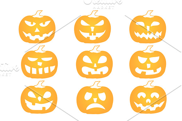 Halloween pumpkin Clipart Set in Funny Icons - product preview 6