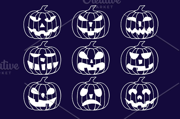 Halloween pumpkin Clipart Set in Funny Icons - product preview 7