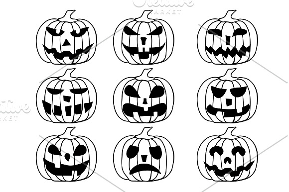 Halloween pumpkin Clipart Set in Funny Icons - product preview 8