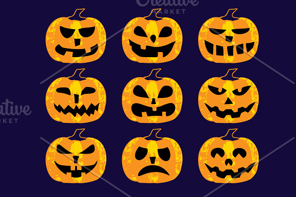 Halloween pumpkin Clipart Set in Funny Icons - product preview 9
