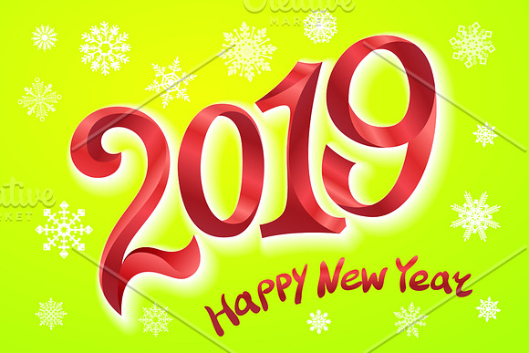 Happy New Year 2019. Greeting card.  in Graphics - product preview 2