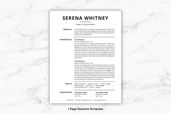Resume Template/CV - Serena