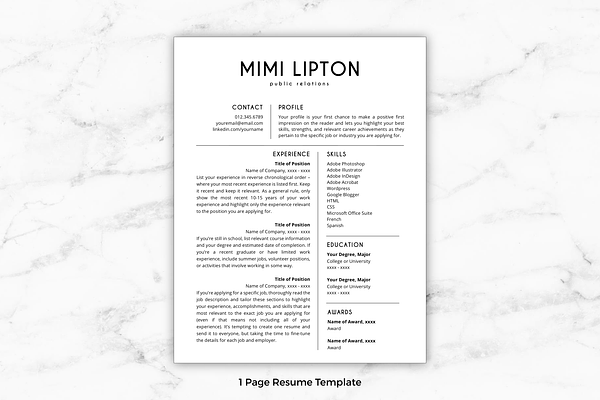 Resume Template/CV - Mimi