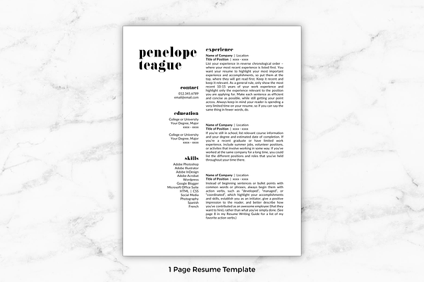 Creative Resume Template - Penelope