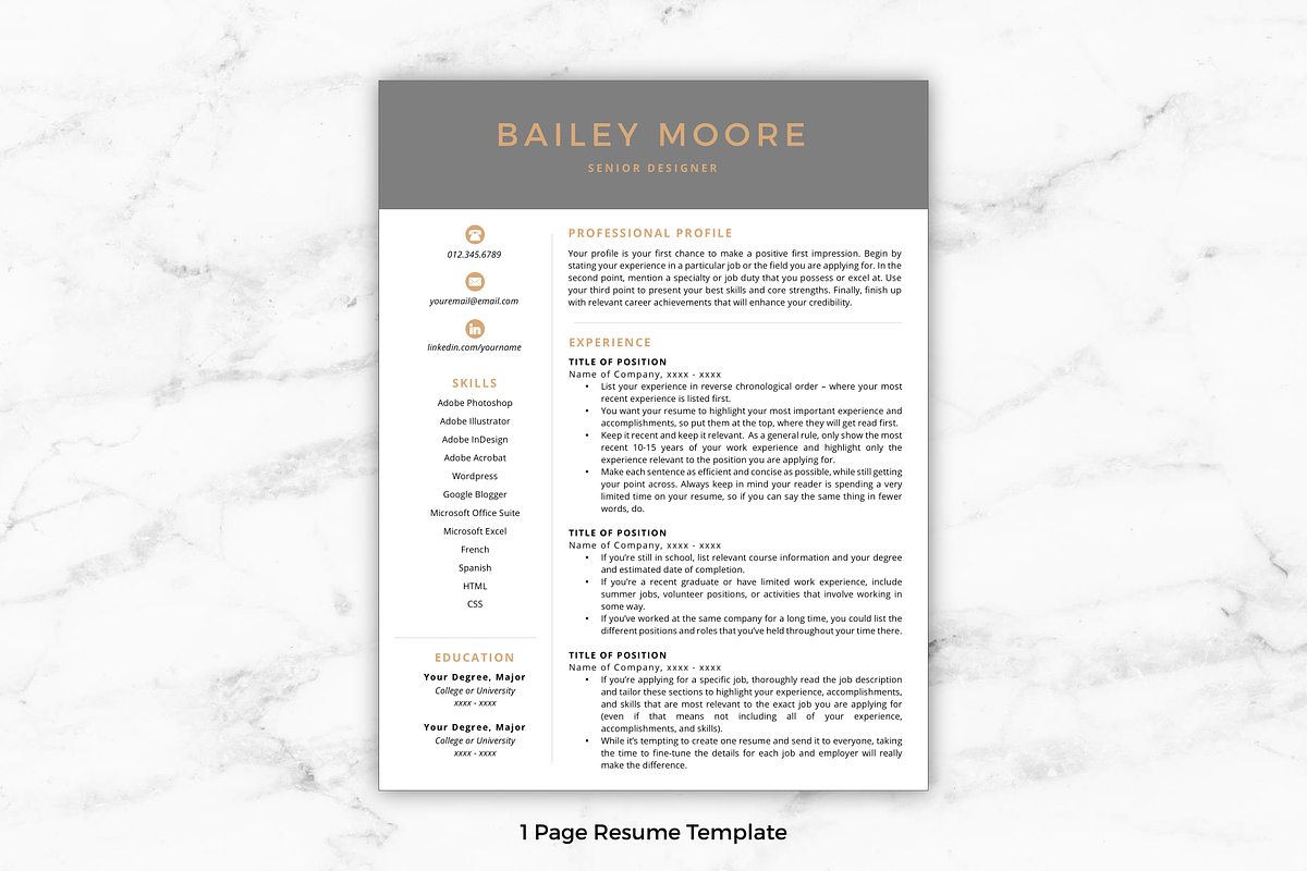 CV Template/Resume - Bailey in Resume Templates - product preview 8