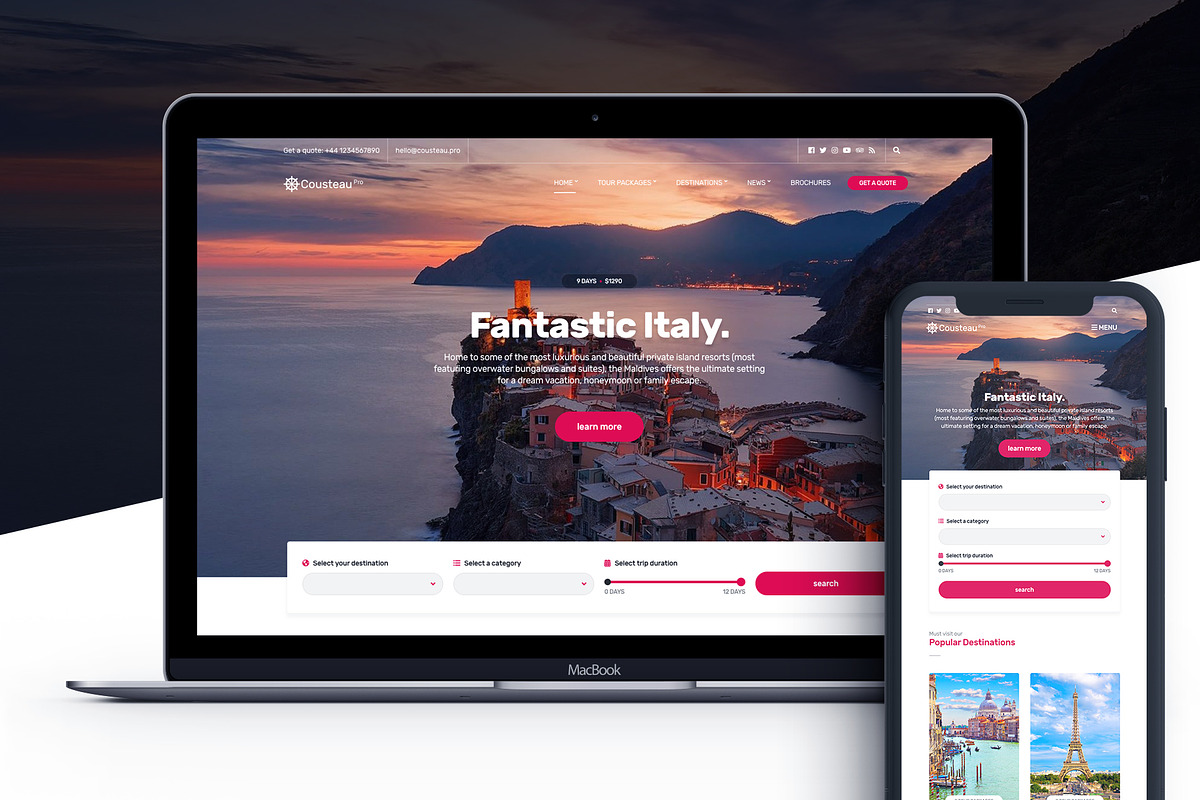 Cousteau Pro-Travel WordPress theme in WordPress Business Themes - product preview 8